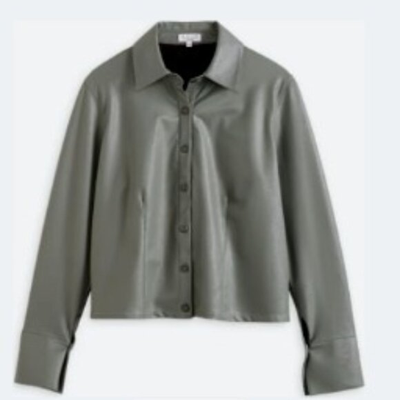 Faux Leather Cropped button down shirt/jacket - Picture 1 of 4